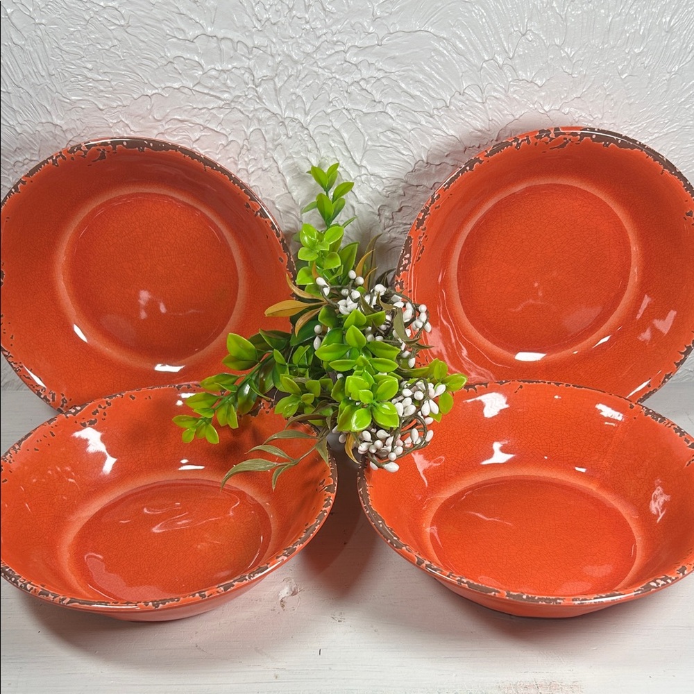 Gianna’s Home Bowls Melamine Rustic Orange Set Farmhouse Distressed Orange Bowls